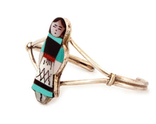Load image into Gallery viewer, Zuni Native American Turquoise Inlay Corn Maiden Bracelet by Waseta SKU233327