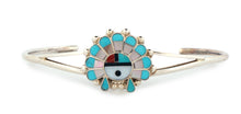 Load image into Gallery viewer, Zuni Native American Sunface with Headdress Inlay bracelet SKU233332