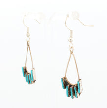 Load image into Gallery viewer, Zuni Native American Sleeping Beauty Needle Point Dangle Earrings SKU233337