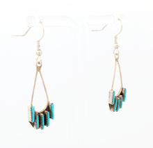 Load image into Gallery viewer, Zuni Native American Sleeping Beauty Needle Point Dangle Earrings SKU233337