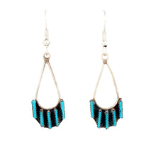 Load image into Gallery viewer, Zuni Native American Sleeping Beauty Needle Point Dangle Earrings SKU233337