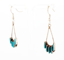 Load image into Gallery viewer, Zuni Native American Sleeping Beauty Needle Point Dangle Earrings SKU233338