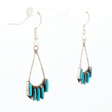Load image into Gallery viewer, Zuni Native American Sleeping Beauty Needle Point Dangle Earrings SKU233338