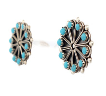 Load image into Gallery viewer, Zuni Native American Sleeping Beauty Petit Point Turquoise Earrings SKU233340