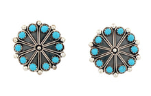 Load image into Gallery viewer, Zuni Native American Sleeping Beauty Petit Point Turquoise Earrings SKU233340