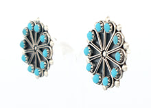 Load image into Gallery viewer, Zuni Native American Sleeping Beauty Petit Point Turquoise Earrings SKU233341