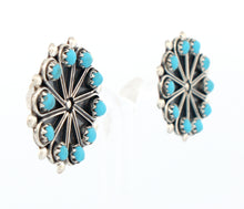 Load image into Gallery viewer, Zuni Native American Sleeping Beauty Petit Point Turquoise Earrings SKU233341