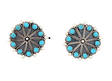 Load image into Gallery viewer, Zuni Native American Sleeping Beauty Petit Point Turquoise Earrings SKU233341