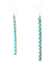 Load image into Gallery viewer, Zuni Native American Sleeping Beauty Petit Point Turquoise Earrings SKU233343