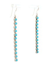 Load image into Gallery viewer, Zuni Native American Sleeping Beauty Petit Point Turquoise Earrings SKU233343