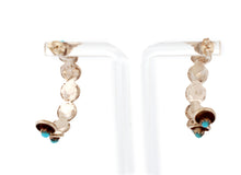 Load image into Gallery viewer, Zuni Native American Sleeping Beauty Petit Point Turquoise Hoop Earrings SKU233344