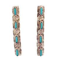 Load image into Gallery viewer, Zuni Native American Sleeping Beauty Needle Point  Earrings SKU233345