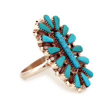 Load image into Gallery viewer, Zuni Native American Kingman Turquoise Ring Size 8.5 by Vera Halusewa SKU233348