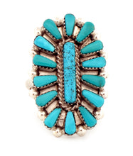 Load image into Gallery viewer, Zuni Native American Kingman Turquoise Ring Size 8.5 by Vera Halusewa SKU233348