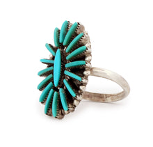 Load image into Gallery viewer, Zuni Native American Needlepoint Turqouise Ring Size 7 1/4 SKU233349