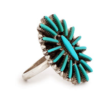 Load image into Gallery viewer, Zuni Native American Needlepoint Turqouise Ring Size 7 1/4 SKU233349