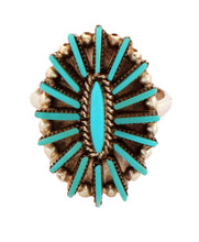 Load image into Gallery viewer, Zuni Native American Needlepoint Turqouise Ring Size 7 1/4 SKU233349