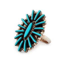 Load image into Gallery viewer, Zuni Native American Needlepoint Turqouise Ring Size 6 SKU233350
