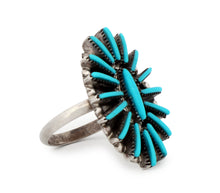 Load image into Gallery viewer, Zuni Native American Needlepoint Turqouise Ring Size 6 SKU233350