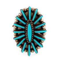 Load image into Gallery viewer, Zuni Native American Needlepoint Turqouise Ring Size 6 SKU233350