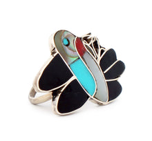 Load image into Gallery viewer, Zuni Native American Turquoise Inlay Hummingbird Ring Size 6 by Gia SKU233351