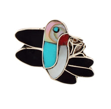 Load image into Gallery viewer, Zuni Native American Turquoise Inlay Hummingbird Ring Size 6 by Gia SKU233351