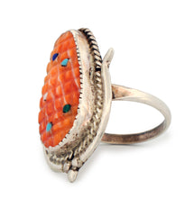 Load image into Gallery viewer, Zuni Native American Orange Spiny Shell Corn Ring Size 8 by Etsate SKU233352