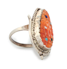 Load image into Gallery viewer, Zuni Native American Orange Spiny Shell Corn Ring Size 8 by Etsate SKU233352