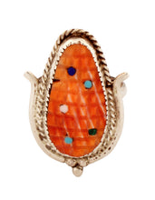 Load image into Gallery viewer, Zuni Native American Orange Spiny Shell Corn Ring Size 8 by Etsate SKU233352