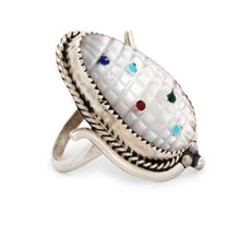 Load image into Gallery viewer, Zuni Native American Mother of Pearl Corn Ring Size 8 by Etsate SKU233353