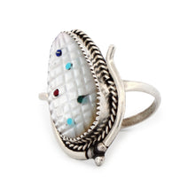 Load image into Gallery viewer, Zuni Native American Mother of Pearl Corn Ring Size 8 by Etsate SKU233353