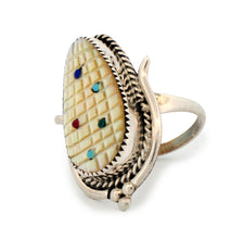 Load image into Gallery viewer, Zuni Native American Yellow Mussel Shell Corn Ring Size 7 1/2 by Etsate SKU233354