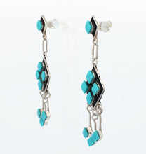 Load image into Gallery viewer, Zuni Native American Turquoise Dangle Earrings by Priscilla Chavez SKU233355