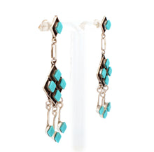 Load image into Gallery viewer, Zuni Native American Turquoise Dangle Earrings by Priscilla Chavez SKU233355