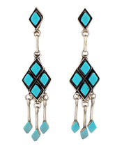 Load image into Gallery viewer, Zuni Native American Turquoise Dangle Earrings by Priscilla Chavez SKU233355