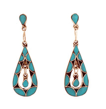 Load image into Gallery viewer, Zuni Native American Channel Inlay Turquoise Dangle Post Earrings SKU233356