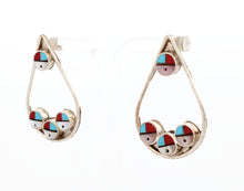 Load image into Gallery viewer, Zuni Native American Turquoise Inlay Sunface Post Earrings SKU233359