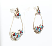 Load image into Gallery viewer, Zuni Native American Turquoise Inlay Sunface Post Earrings SKU233359