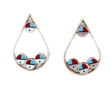 Load image into Gallery viewer, Zuni Native American Turquoise Inlay Sunface Post Earrings SKU233359