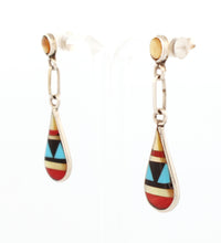Load image into Gallery viewer, Zuni Native American Turquoise Inlay Earrings by Delberta Boone SKU233360