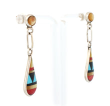 Load image into Gallery viewer, Zuni Native American Turquoise Inlay Earrings by Delberta Boone SKU233360