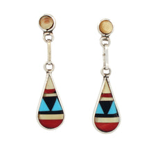 Load image into Gallery viewer, Zuni Native American Turquoise Inlay Earrings by Delberta Boone SKU233360