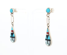 Load image into Gallery viewer, Zuni Native American Turquoise Inlay Earrings by Delberta Boone SKU233361