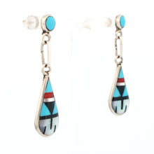 Load image into Gallery viewer, Zuni Native American Turquoise Inlay Earrings by Delberta Boone SKU233361