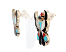 Load image into Gallery viewer, Zuni Native American Turquoise Inlay Thunderbird Earrings by Beon Wallace SKU233362