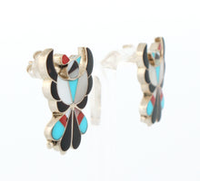Load image into Gallery viewer, Zuni Native American Turquoise Inlay Thunderbird Earrings by Beon Wallace SKU233362