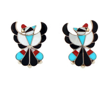 Load image into Gallery viewer, Zuni Native American Turquoise Inlay Thunderbird Earrings by Beon Wallace SKU233362