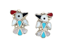 Load image into Gallery viewer, Zuni Native American Turquoise Inlay Hummingbird Post Earrings SKU233363
