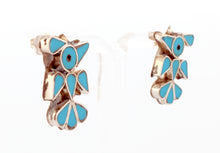 Load image into Gallery viewer, Zuni Native American Turquoise Inlay Hummingbird Post Earrings SKU233364