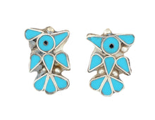 Load image into Gallery viewer, Zuni Native American Turquoise Inlay Hummingbird Post Earrings SKU233364